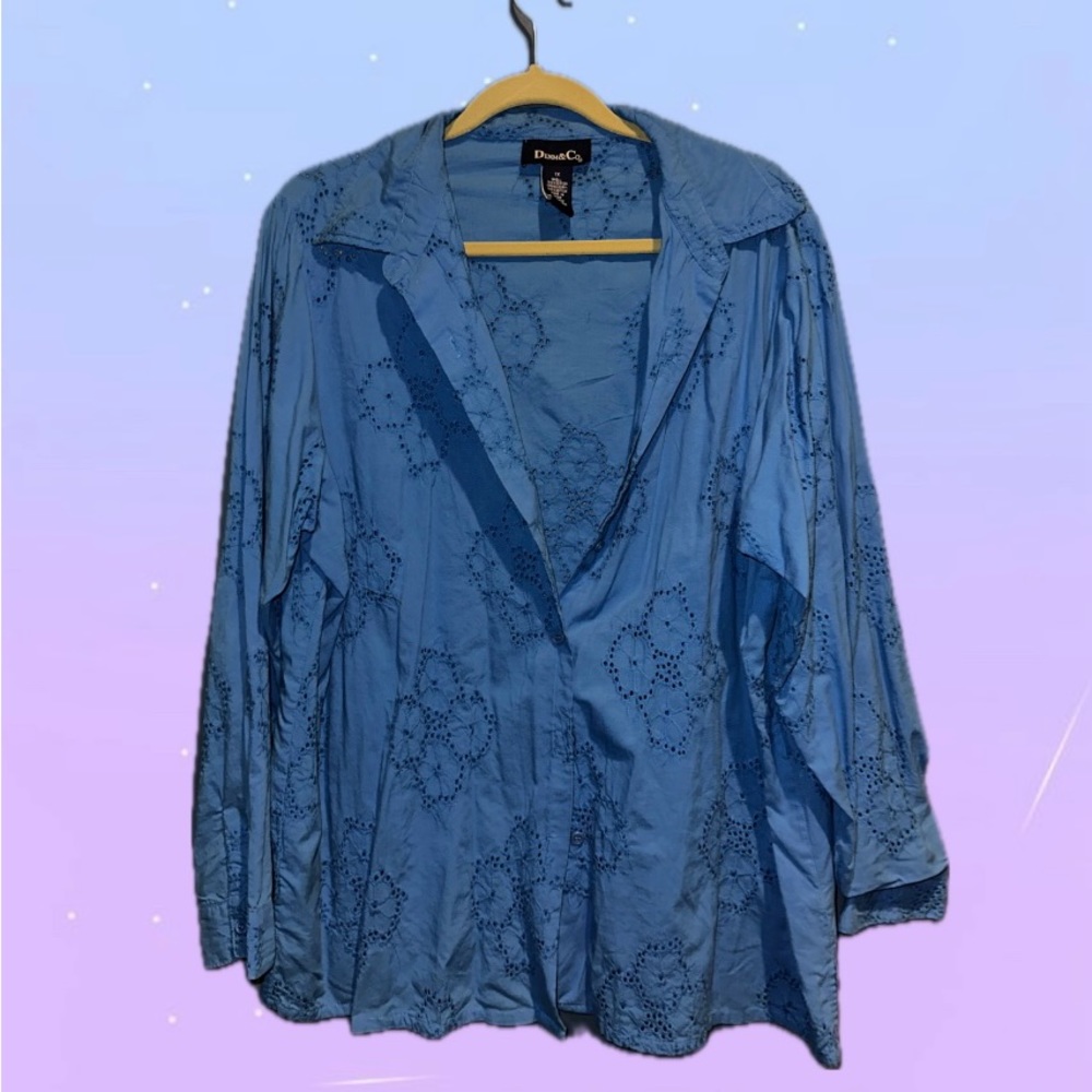 Denim & Co button down, royal blue shirt. Size 1X. Comfortable and breathable!
